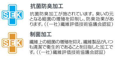 抗菌防臭加工と制菌加工の認証マーク